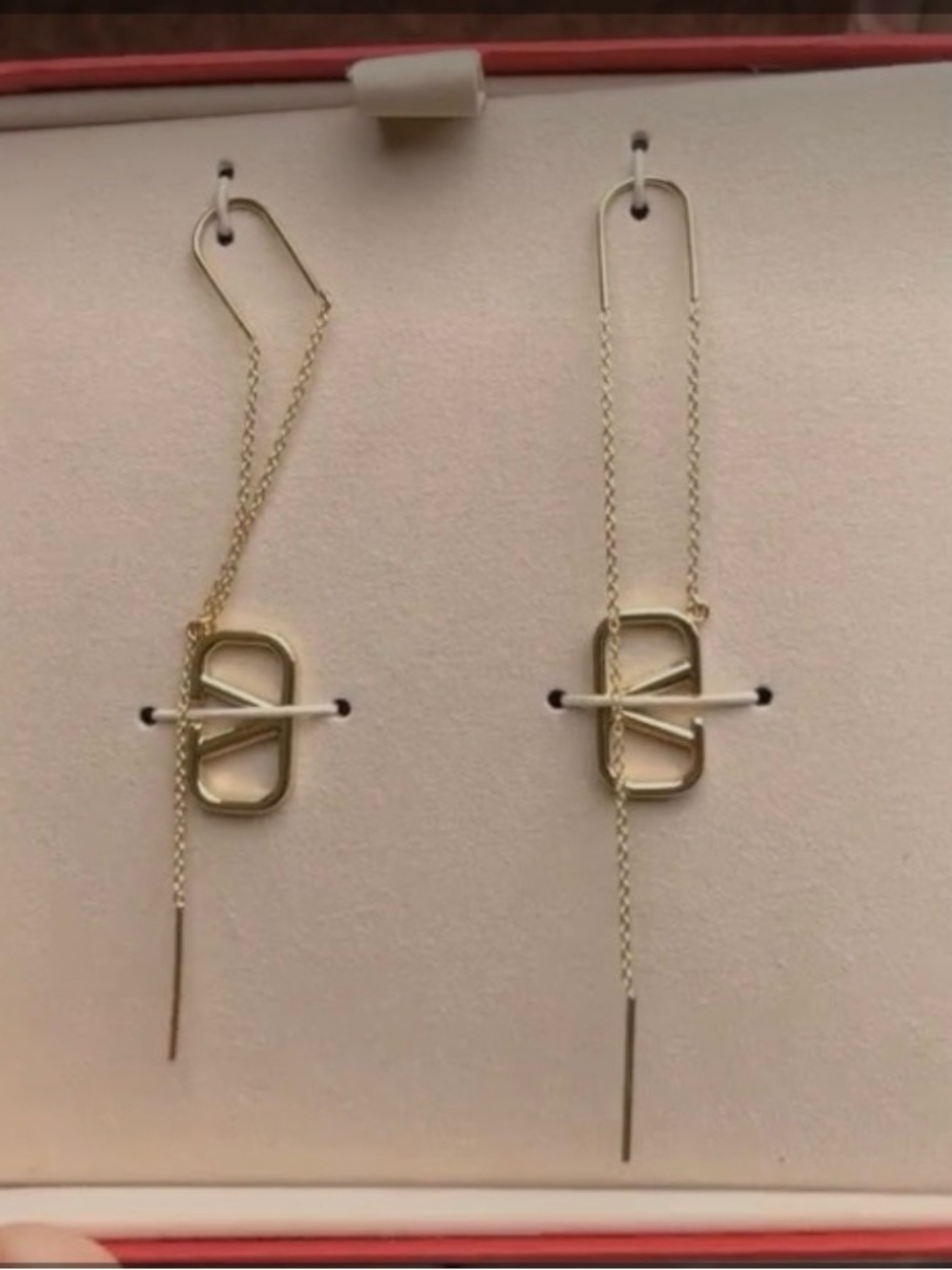 Valentino Garavani Gold Logo Drop Chain Earrings